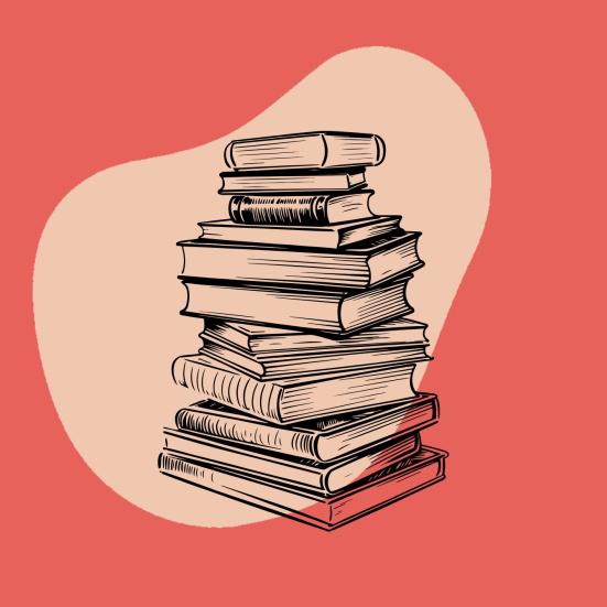 Grafik af bogstak på cirkelform 