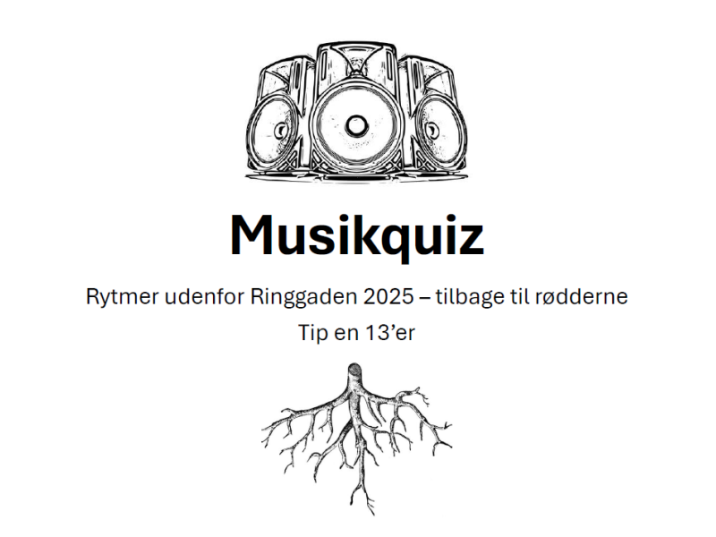 Billede af højttalere og rødder - med teksten musikquiz - tilbage til rødderne