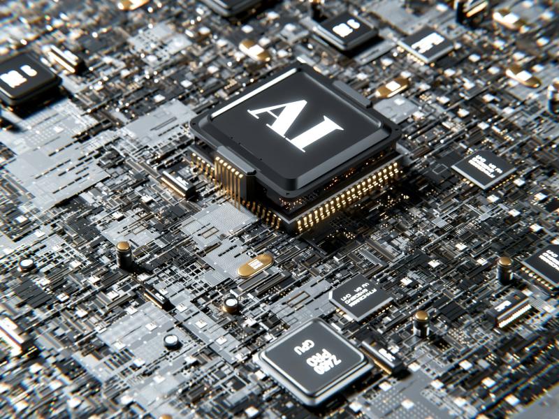 billede af teknisk plade med elektroniske chips og kredsløb