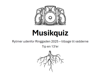 Billede af højttalere og rødder - med teksten musikquiz - tilbage til rødderne
