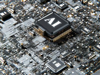 billede af teknisk plade med elektroniske chips og kredsløb