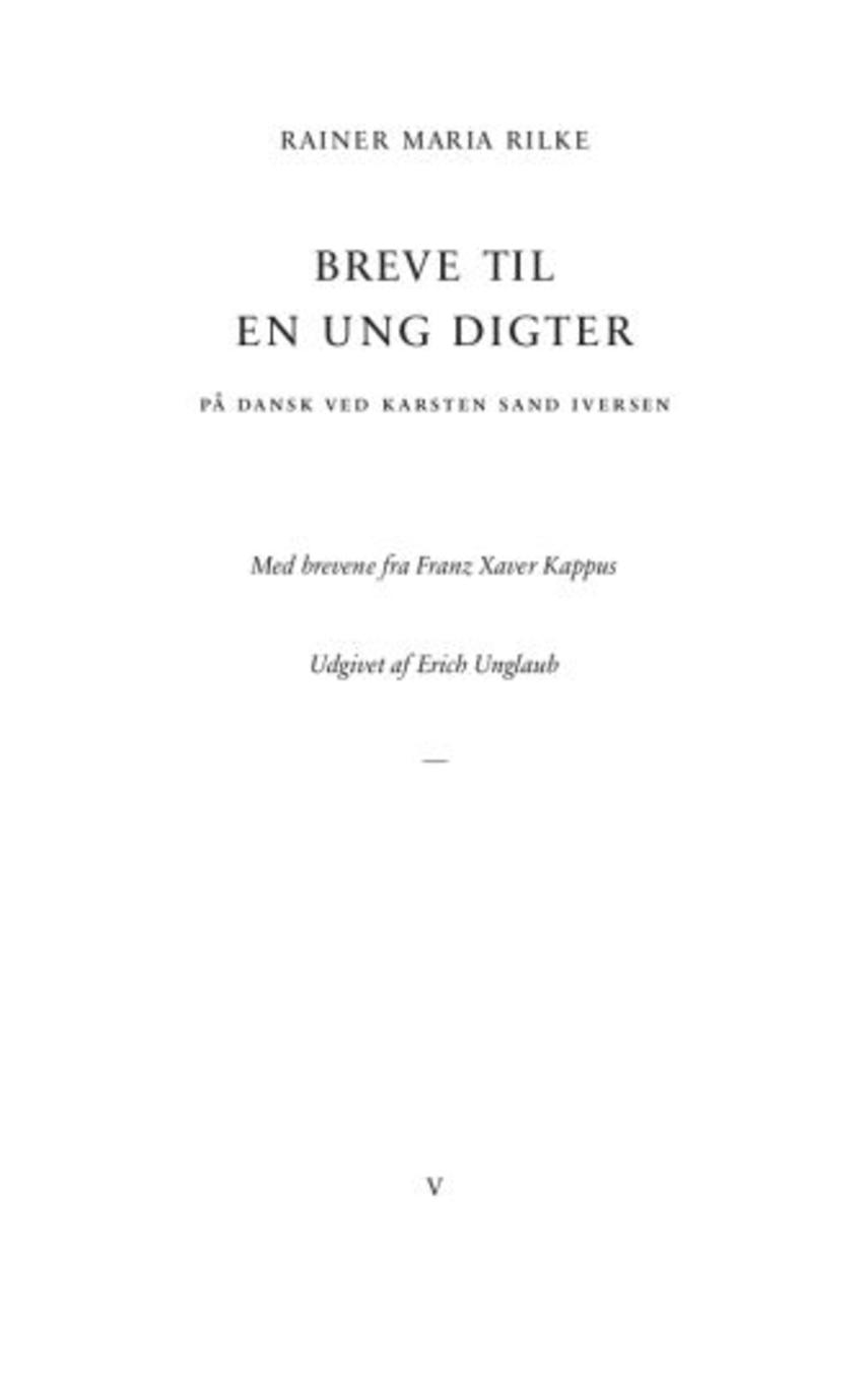 Rainer Maria Rilke: Breve til en ung digter : med brevene fra Franz Xaver Kappus