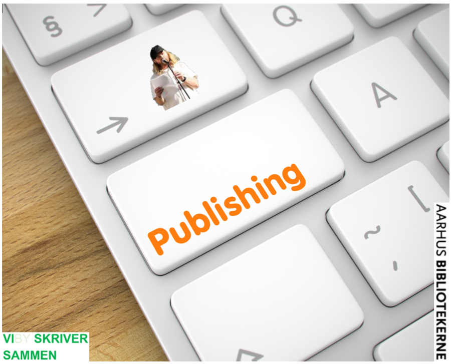 Billede af et tastatur, hvorpå én af knapperne har påskriften "publishing"